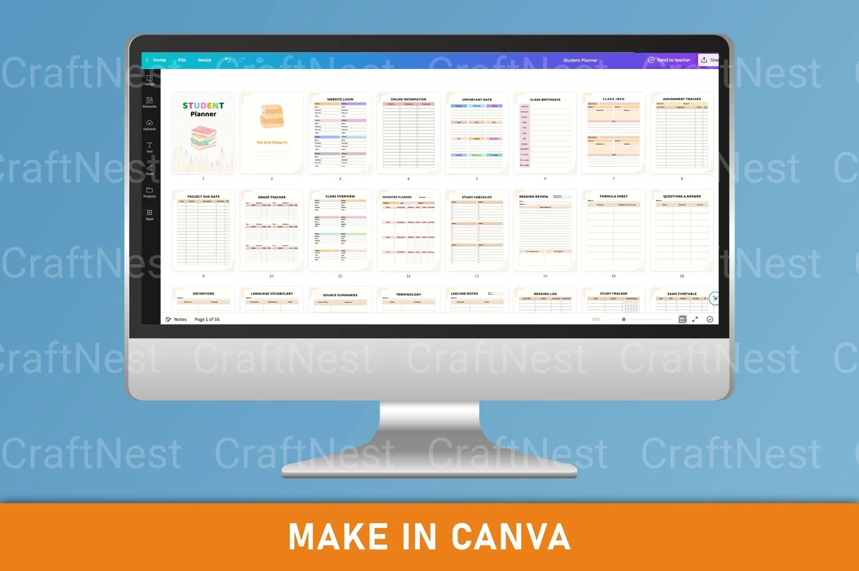 Student Planner Canva Template - CraftNest - Digital Crafting and Art