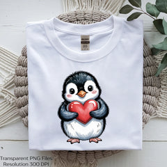 Valentine Penguin Holding Heart Clipart Bundle - CraftNest - Digital Crafting and Art