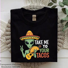 Take Me To Your Tacos Funny Alien Clipart Bundle - CraftNest - Digital Crafting and Art