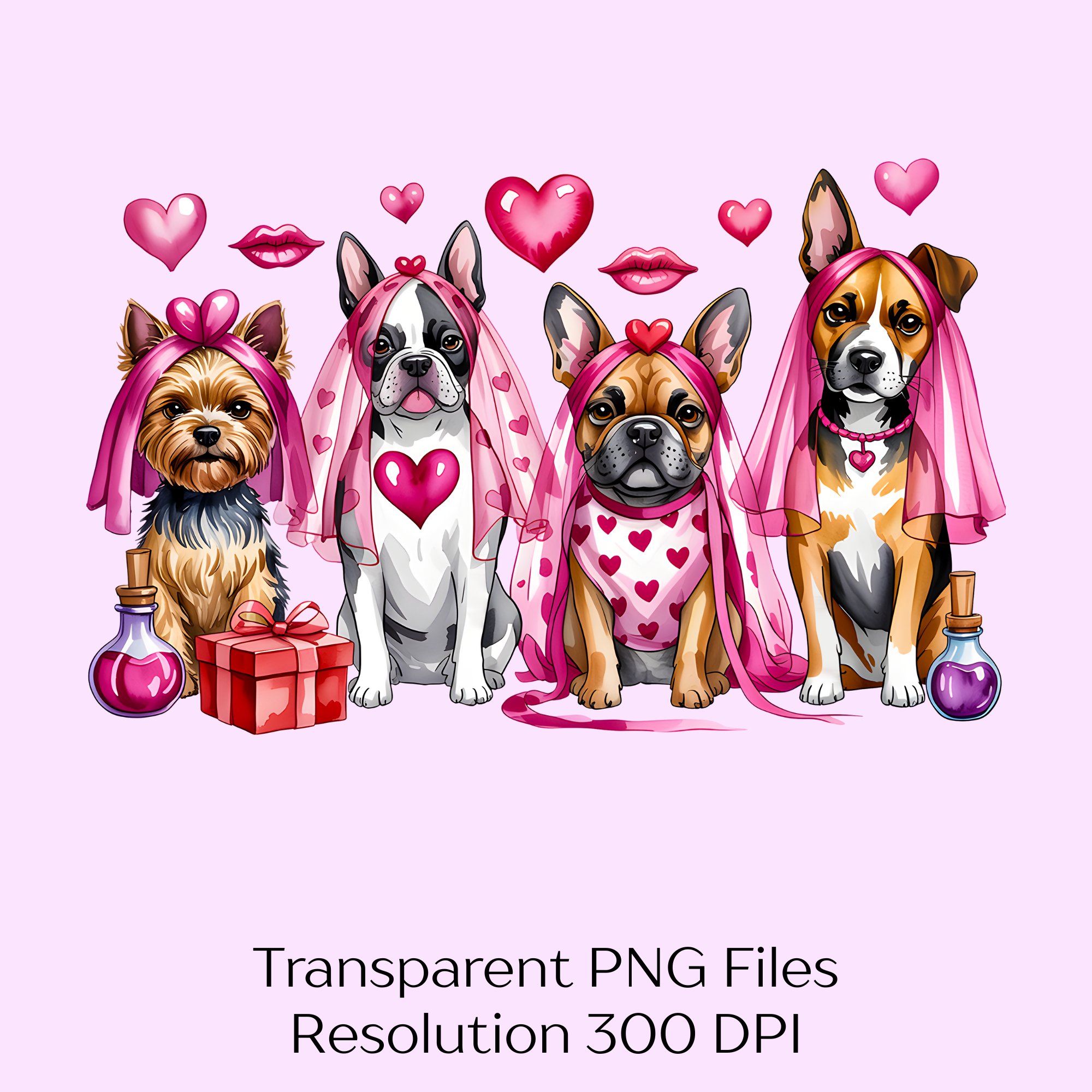 Valentine's Day Dogs Clipart Bundle