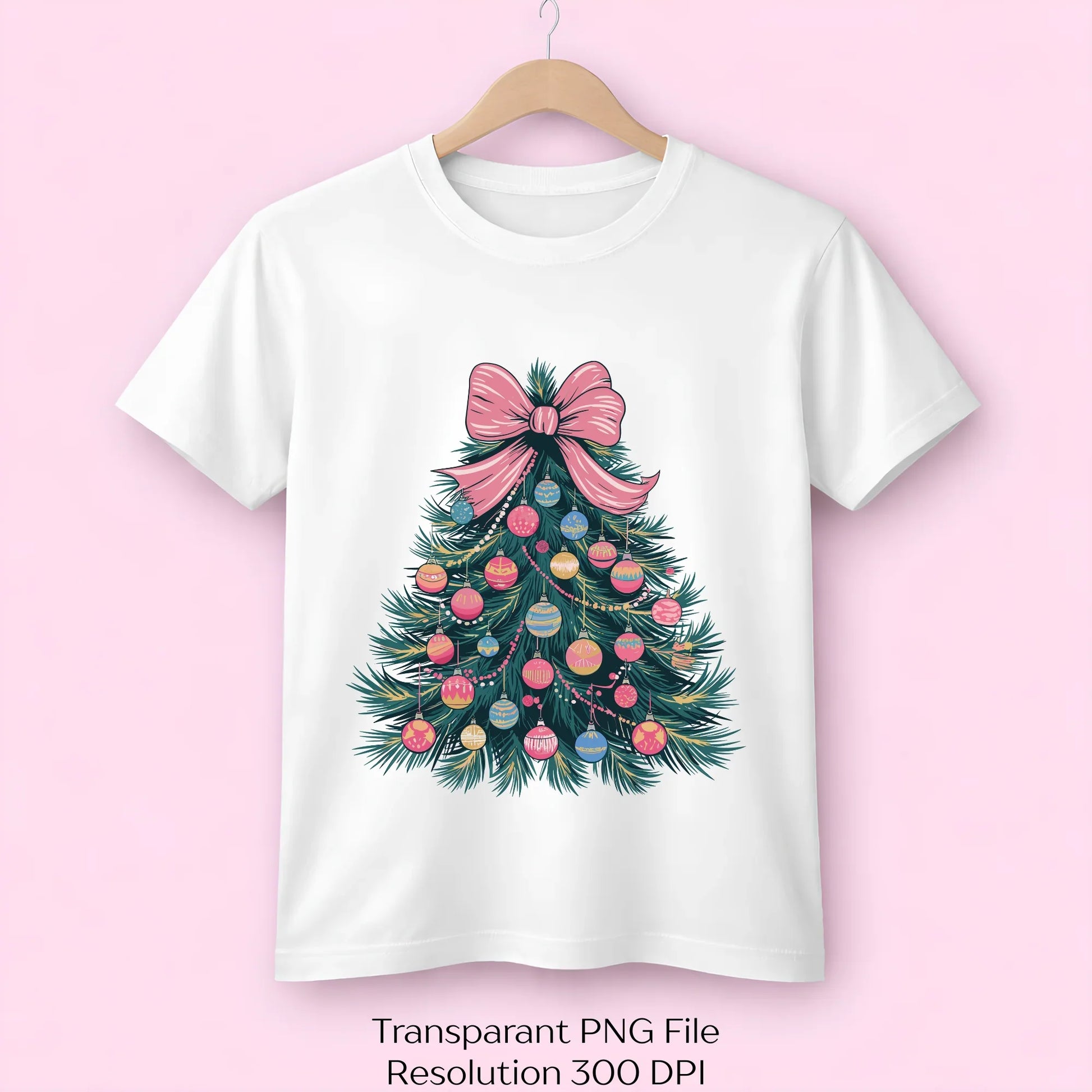 Christmas Tree Pink Bow Ornaments Clipart Bundle - CraftNest - Digital Crafting and Art