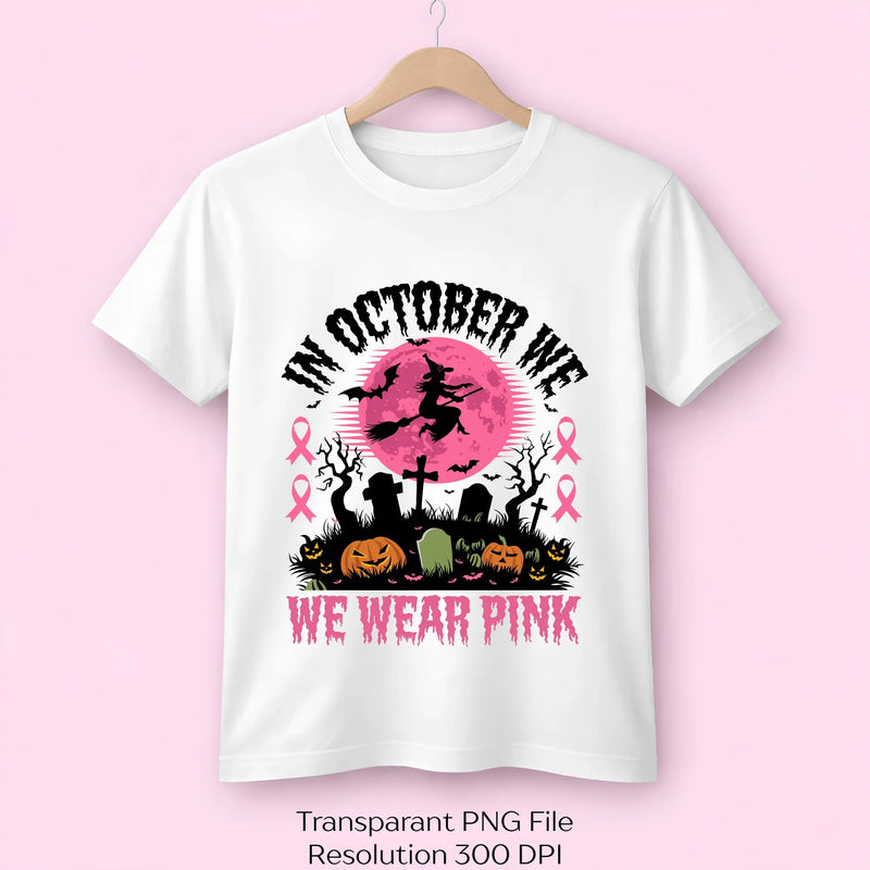 In October We Wear Pink Witch Halloween SVG Bundle - CraftNest - Digital Crafting and Art