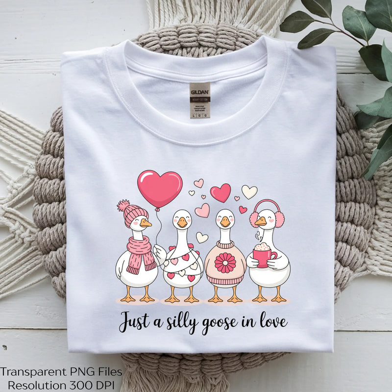 Silly Goose in Love Valentine Clipart Bundle - CraftNest - Digital Crafting and Art