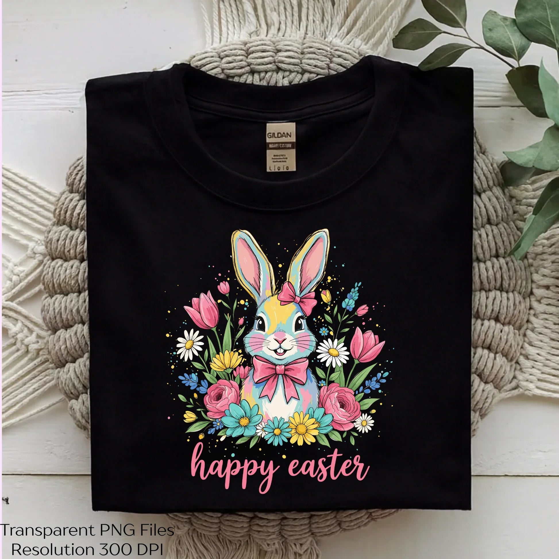 Cute Pastel Bunny Happy Easter Floral Clipart Bundle - CraftNest - Digital Crafting and Art