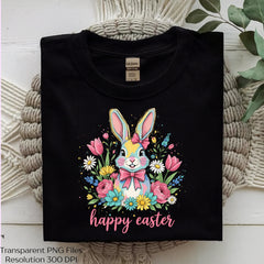 Cute Pastel Bunny Happy Easter Floral Clipart Bundle - CraftNest - Digital Crafting and Art