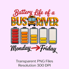 Bus Driver Battery Life Clipart Bundle - CraftNest - Digital Crafting and Art