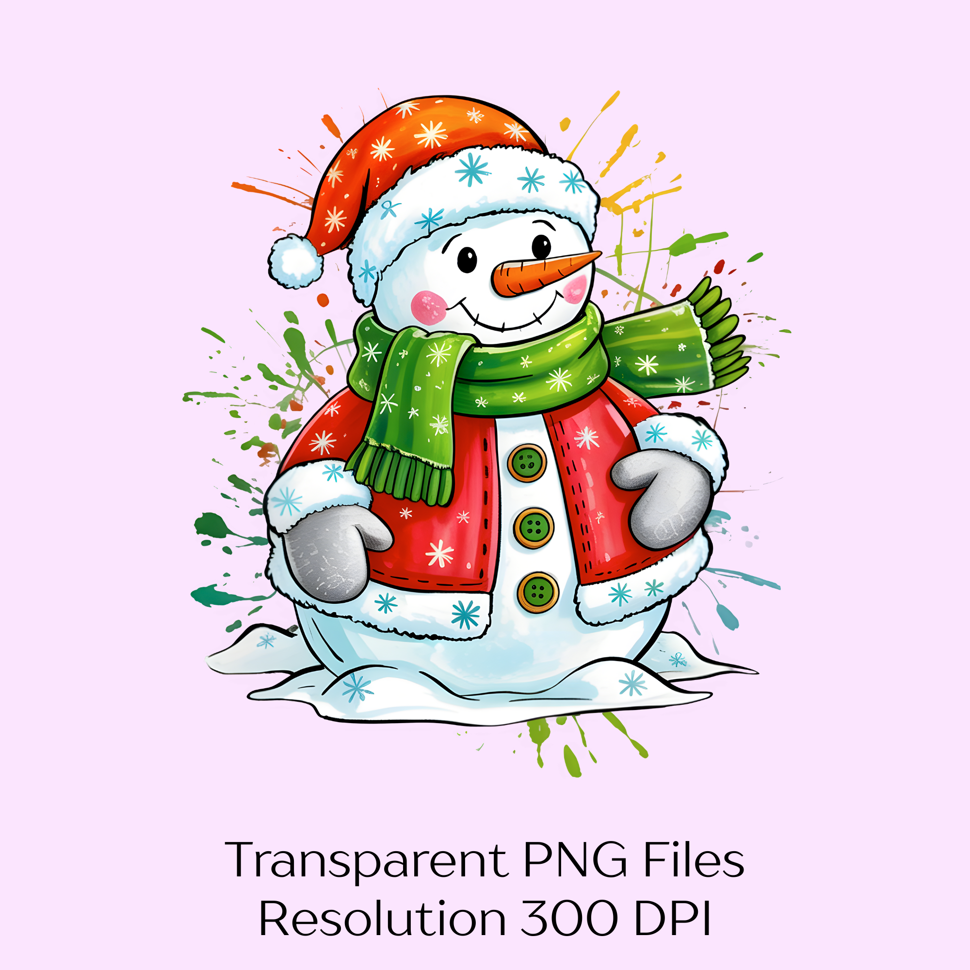 Splatter Snowman Christmas Clipart Bundle