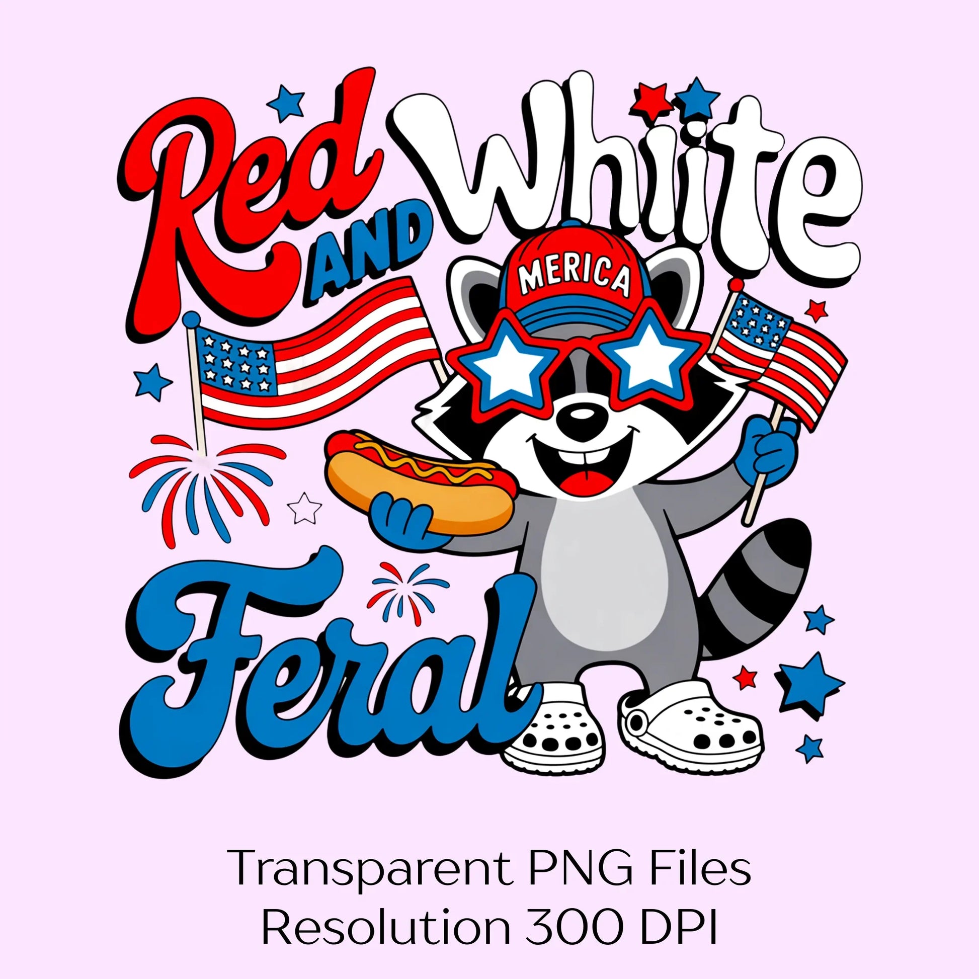 Red, White, and Feral Raccoon Clipart Bundle - CraftNest - Digital Crafting and Art