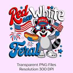 Red, White, and Feral Raccoon Clipart Bundle - CraftNest - Digital Crafting and Art