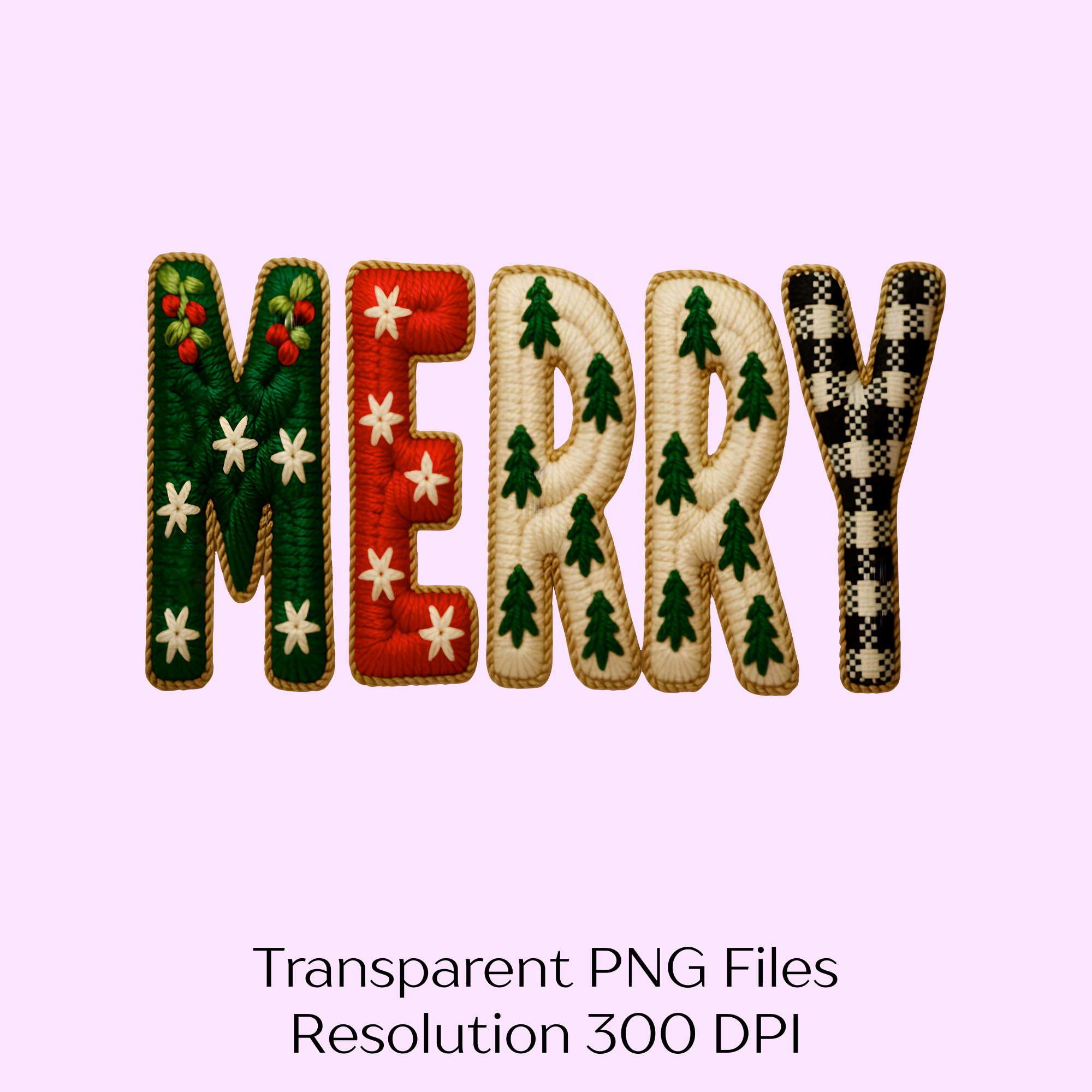 Yarn Christmas Merry Clipart Bundle