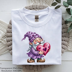 Purple Hugging Heart Gnome Clipart Bundle - CraftNest - Digital Crafting and Art
