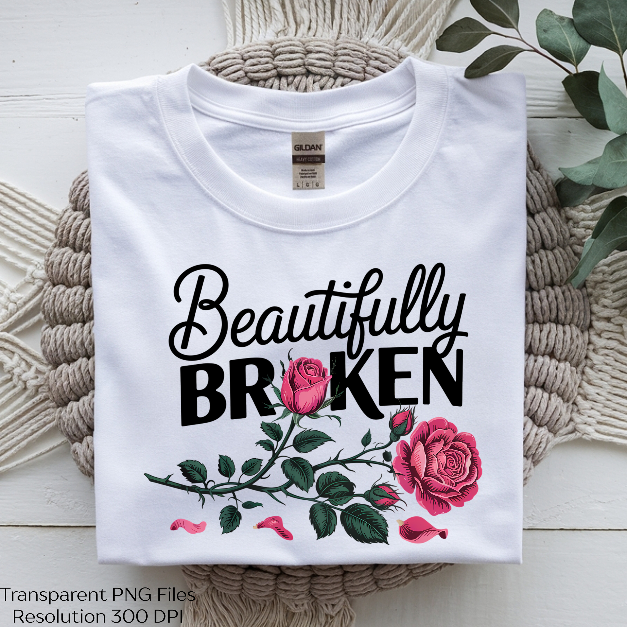 Beautifully Broken Rose Quote Clipart Bundle