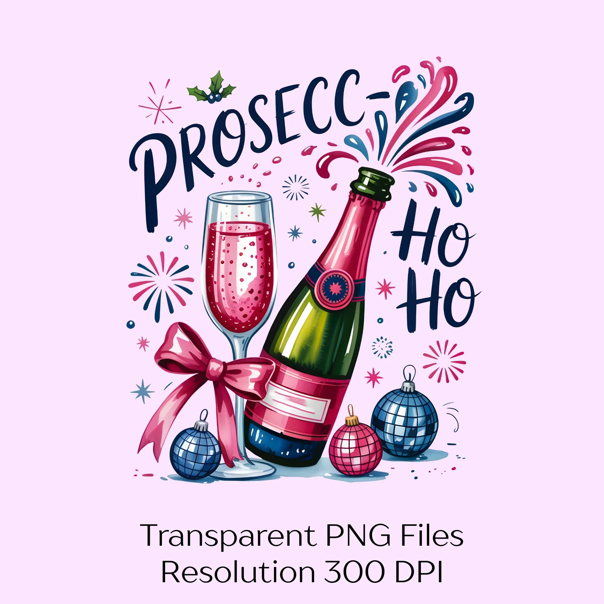 Prosecco Ho Christmas Clipart Bundle - CraftNest - Digital Crafting and Art