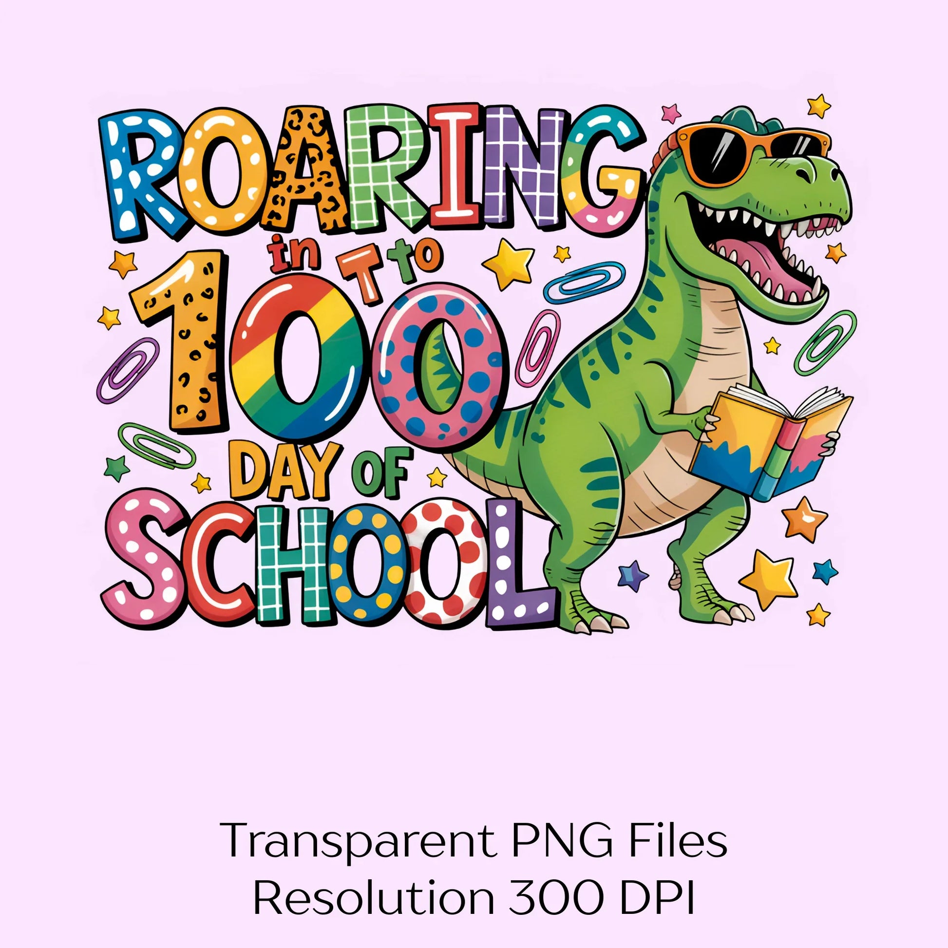 Roaring Into 100 Days of School Clipart Bundle - CraftNest - Digital Crafting and Art