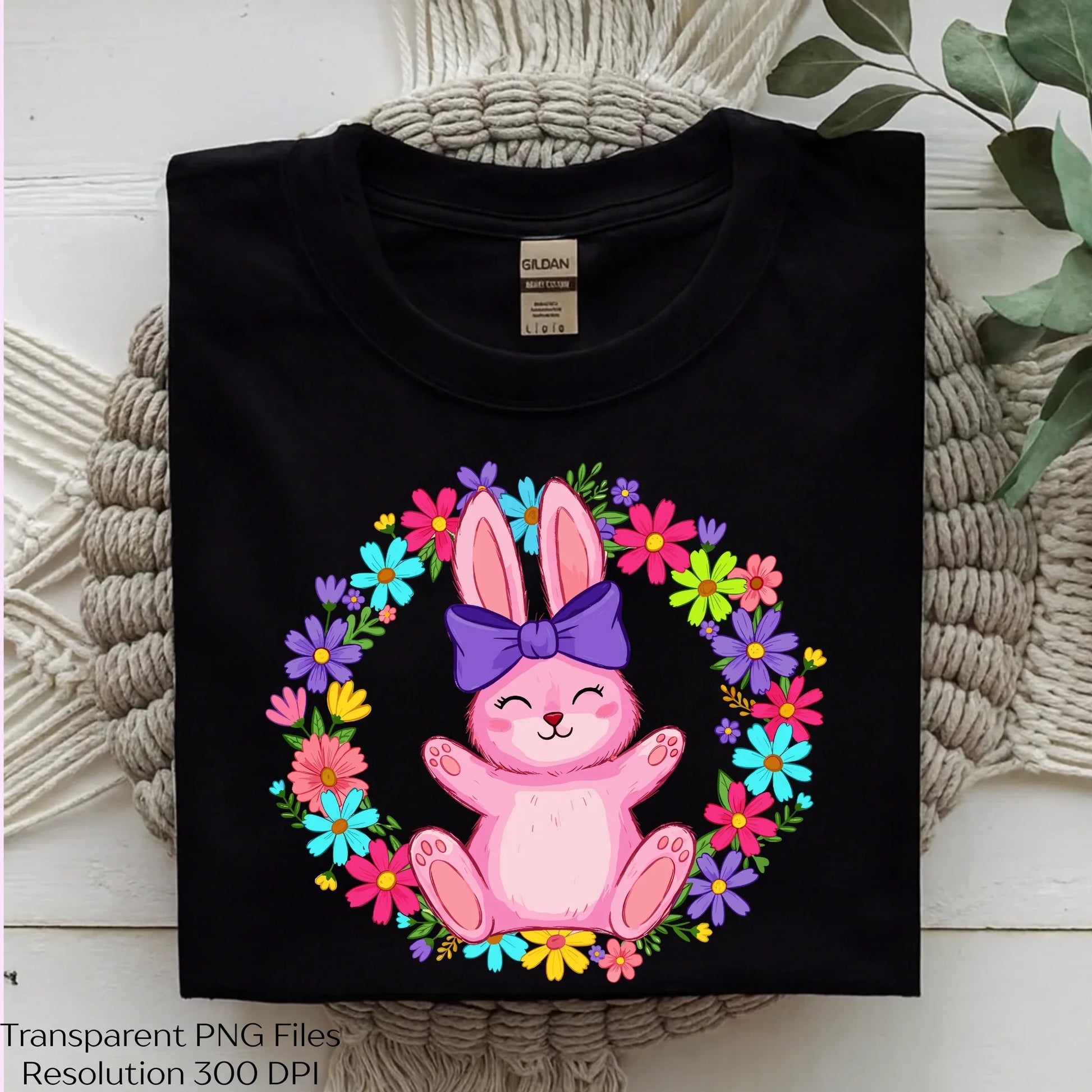 Cute Pink Bunny Floral Wreath Easter Clipart Bundle - CraftNest - Digital Crafting and Art