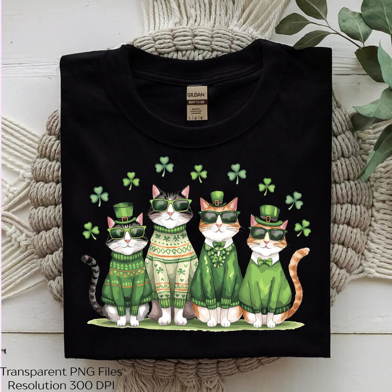 St Patrick's Day Cats Shamrock Clipart Bundle - CraftNest - Digital Crafting and Art