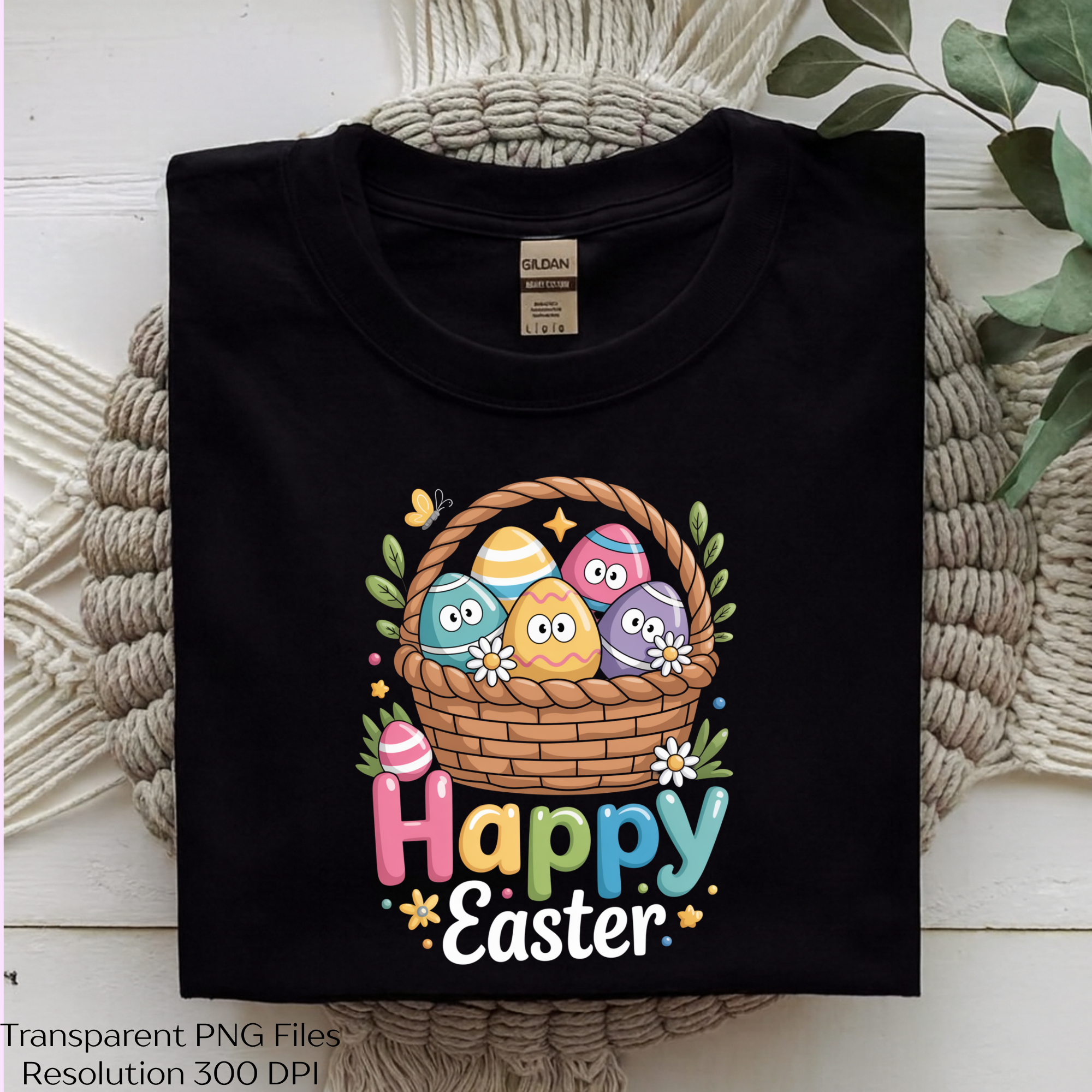 Happy Easter Basket Cute Eggs Clipart Bundle