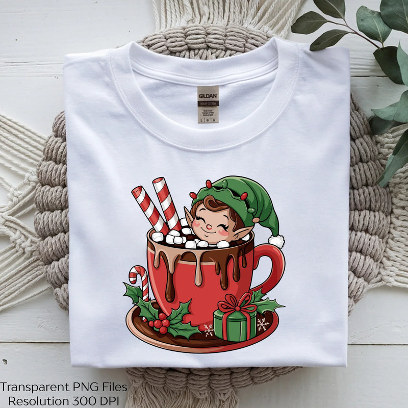 Christmas Elf in Hot Chocolate Clipart Bundle - CraftNest - Digital Crafting and Art