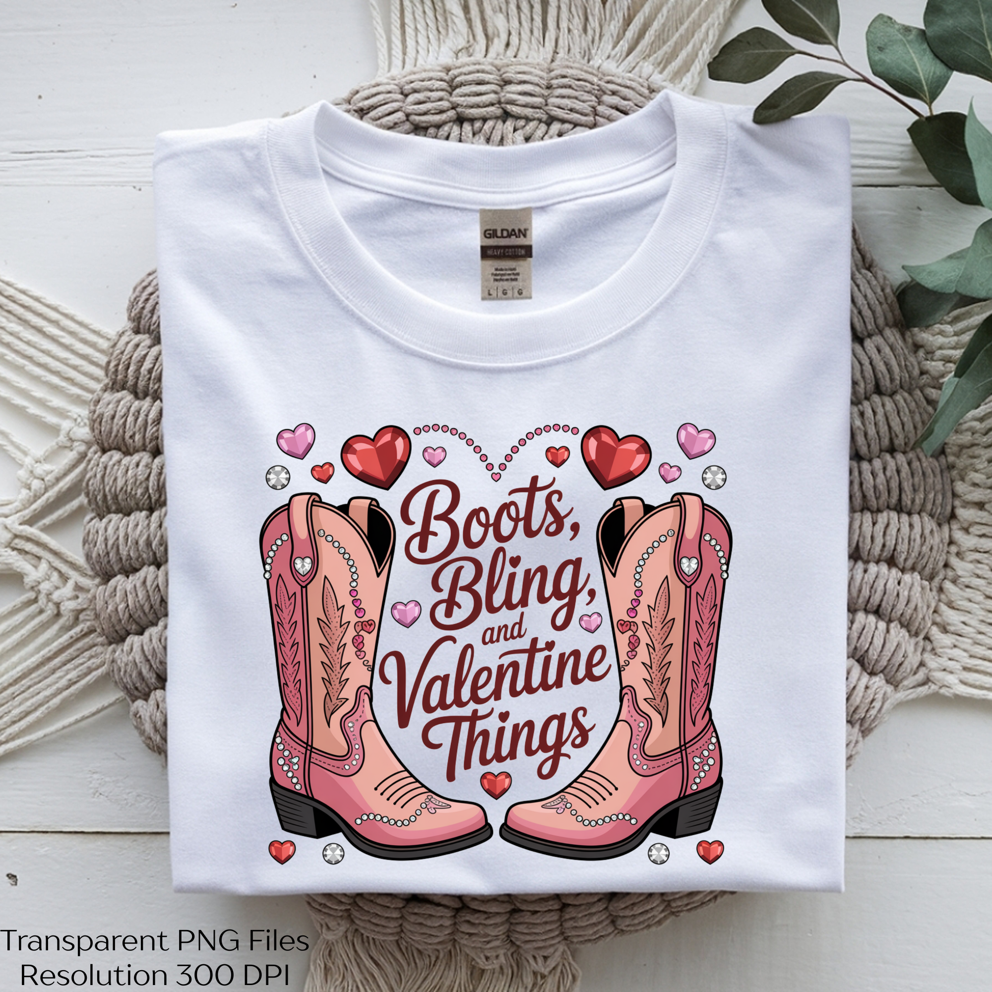 Western Valentine Cowgirl Boots Clipart Bundle