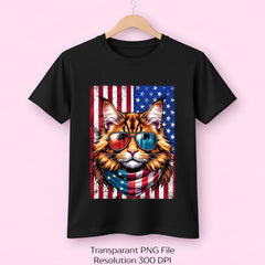 Maine Coon Cat 4th of July USA Flag Clipart Bundle - CraftNest - Digital Crafting and Art