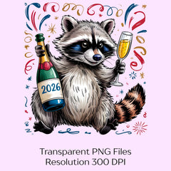 Snarky New Year Raccoon Clipart Bundle - CraftNest - Digital Crafting and Art