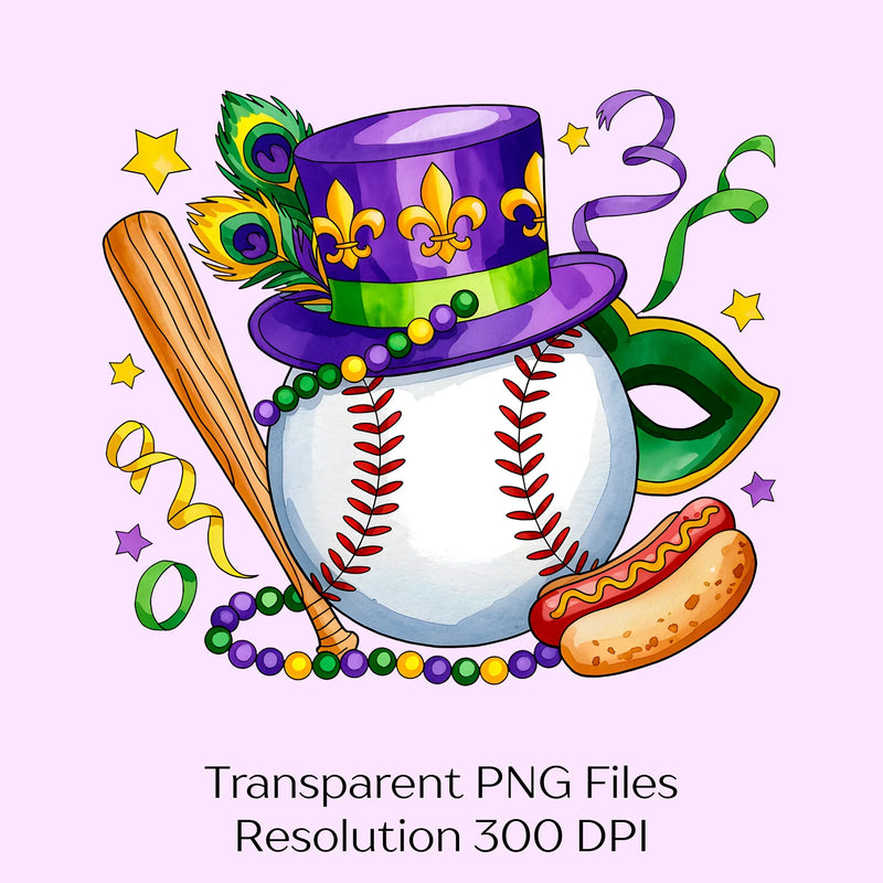 Mardi Gras Baseball Clipart Bundle - CraftNest - Digital Crafting and Art