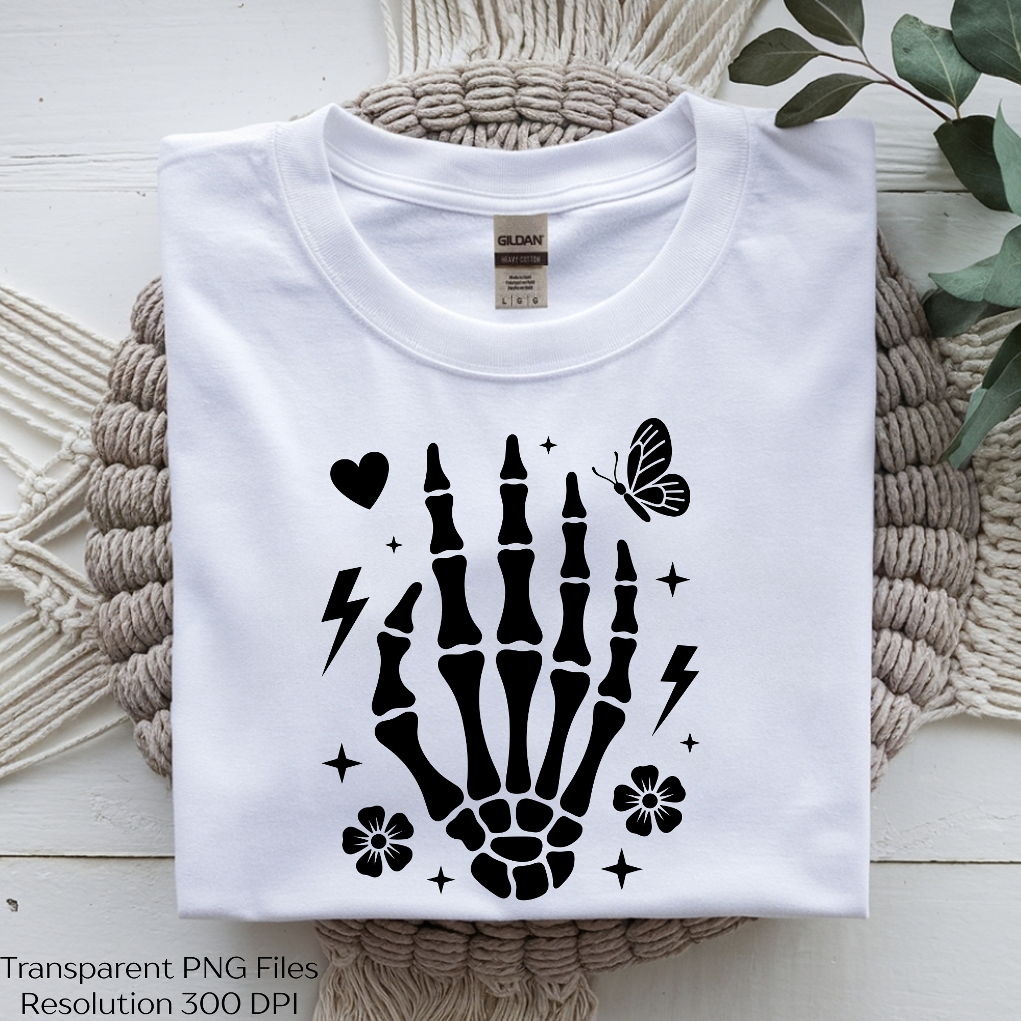 Floral Skeleton Hand with Butterfly Clipart Bundle