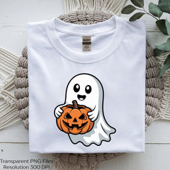 Ghost Holding Pumpkin Halloween Clipart Bundle - CraftNest - Digital Crafting and Art
