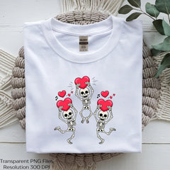 Funny Dancing Skeletons Hearts Valentine Clipart Bundle - CraftNest - Digital Crafting and Art