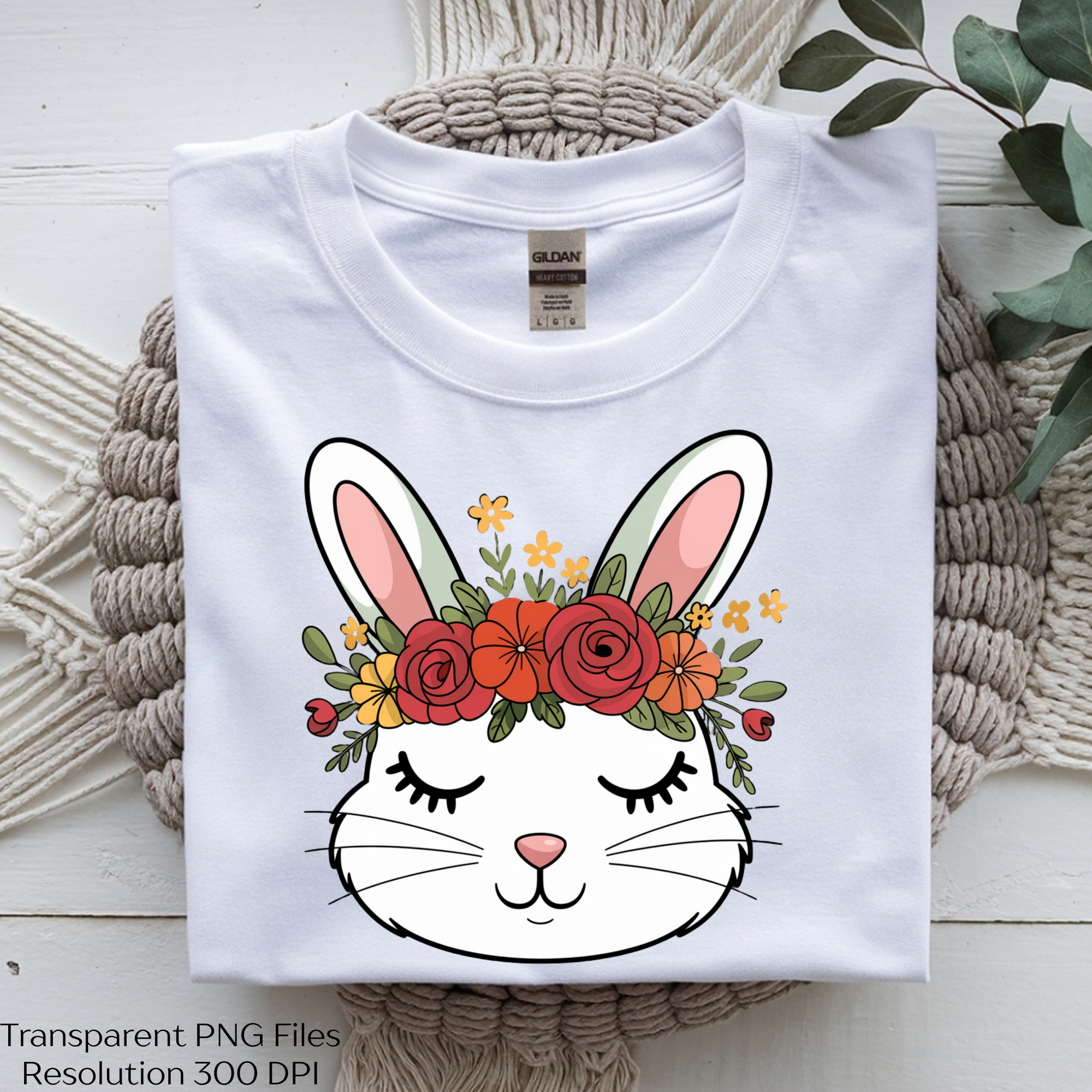 Floral Bunny Face Cute Easter Clipart Bundle