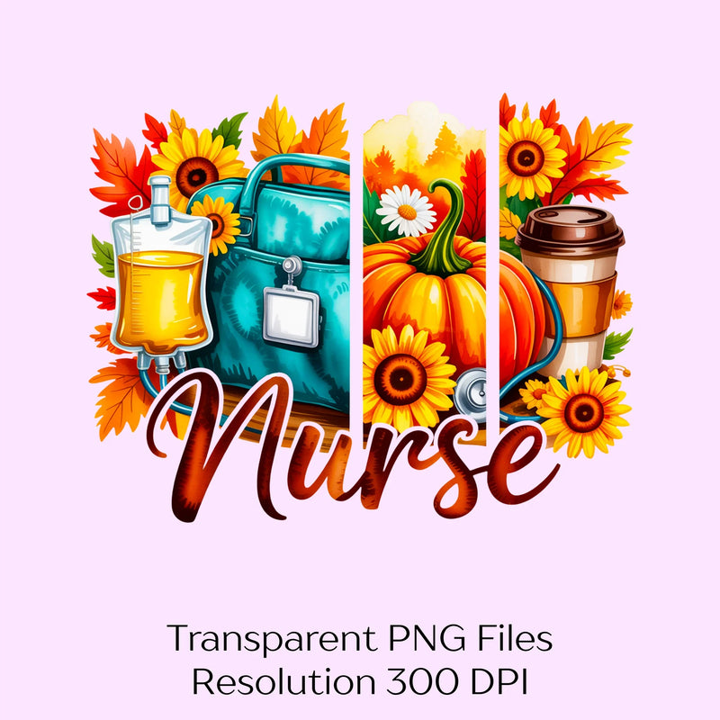 Trendy Fall Nurse Autumn Nursing Clipart Bundle - CraftNest - Digital Crafting and Art
