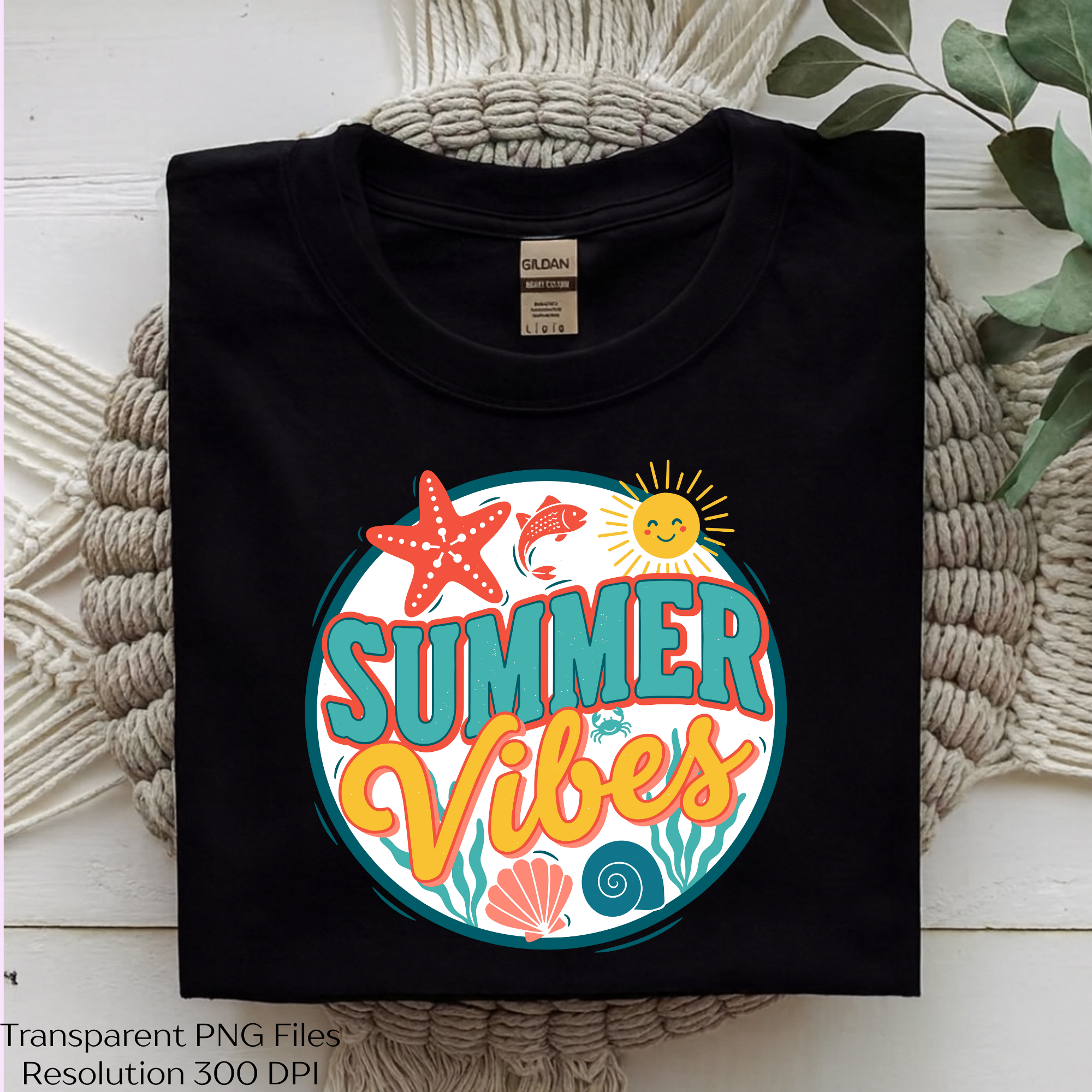 Summer Vibes Starfish Shell Ocean Clipart Bundle