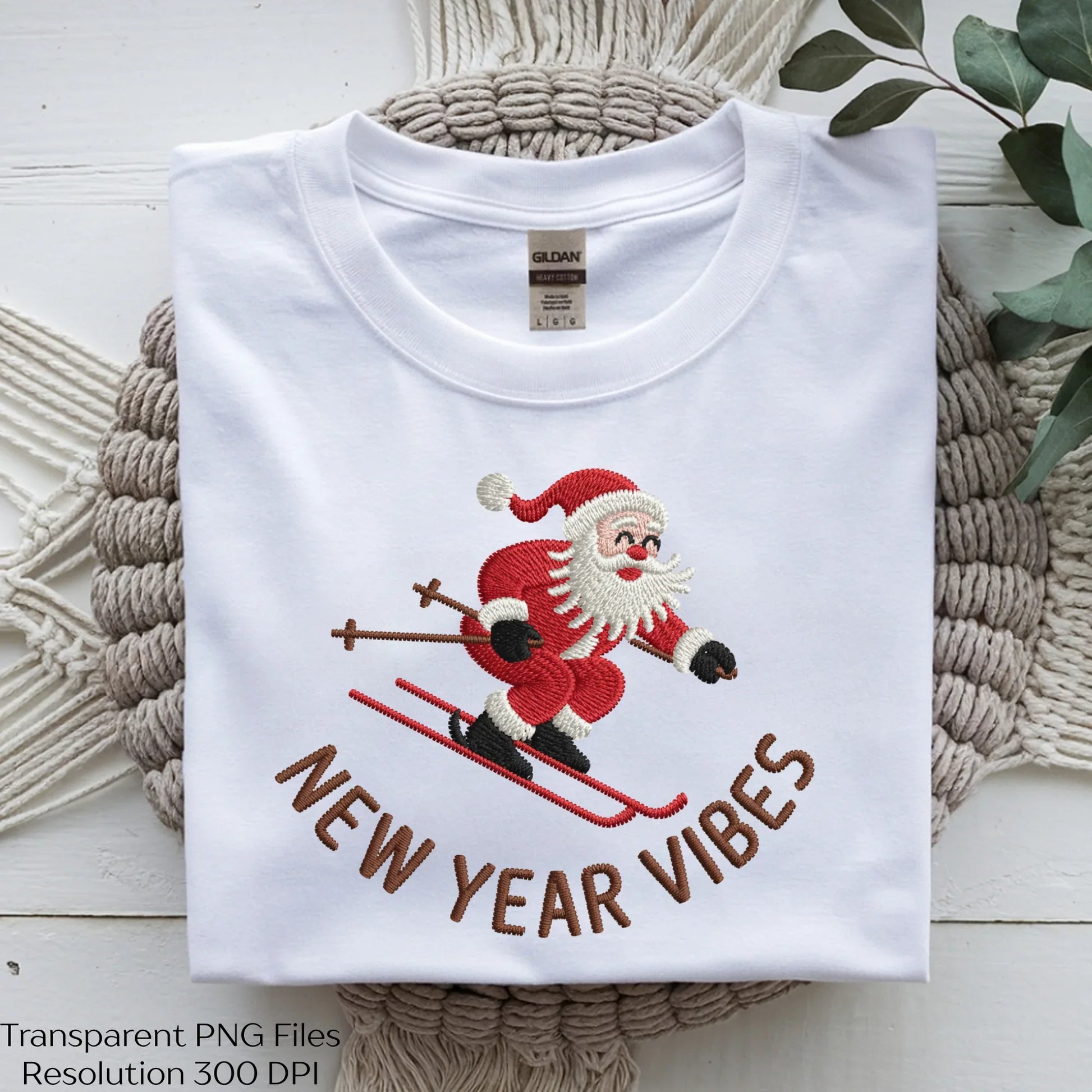 New Year Vibes Embroidered Santa Clipart Bundle - CraftNest - Digital Crafting and Art