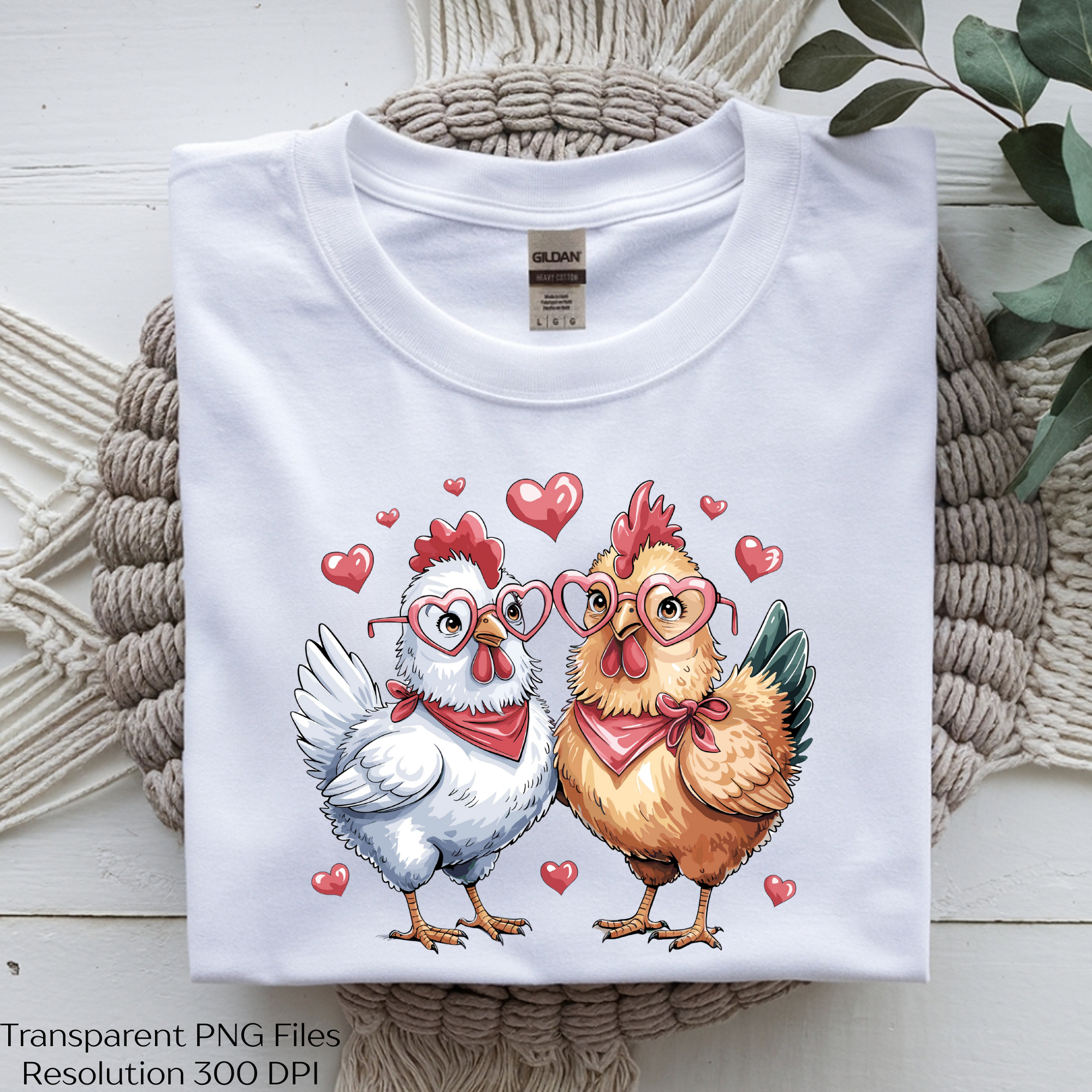 Adorable Chicken Couple Valentine Clipart Bundle