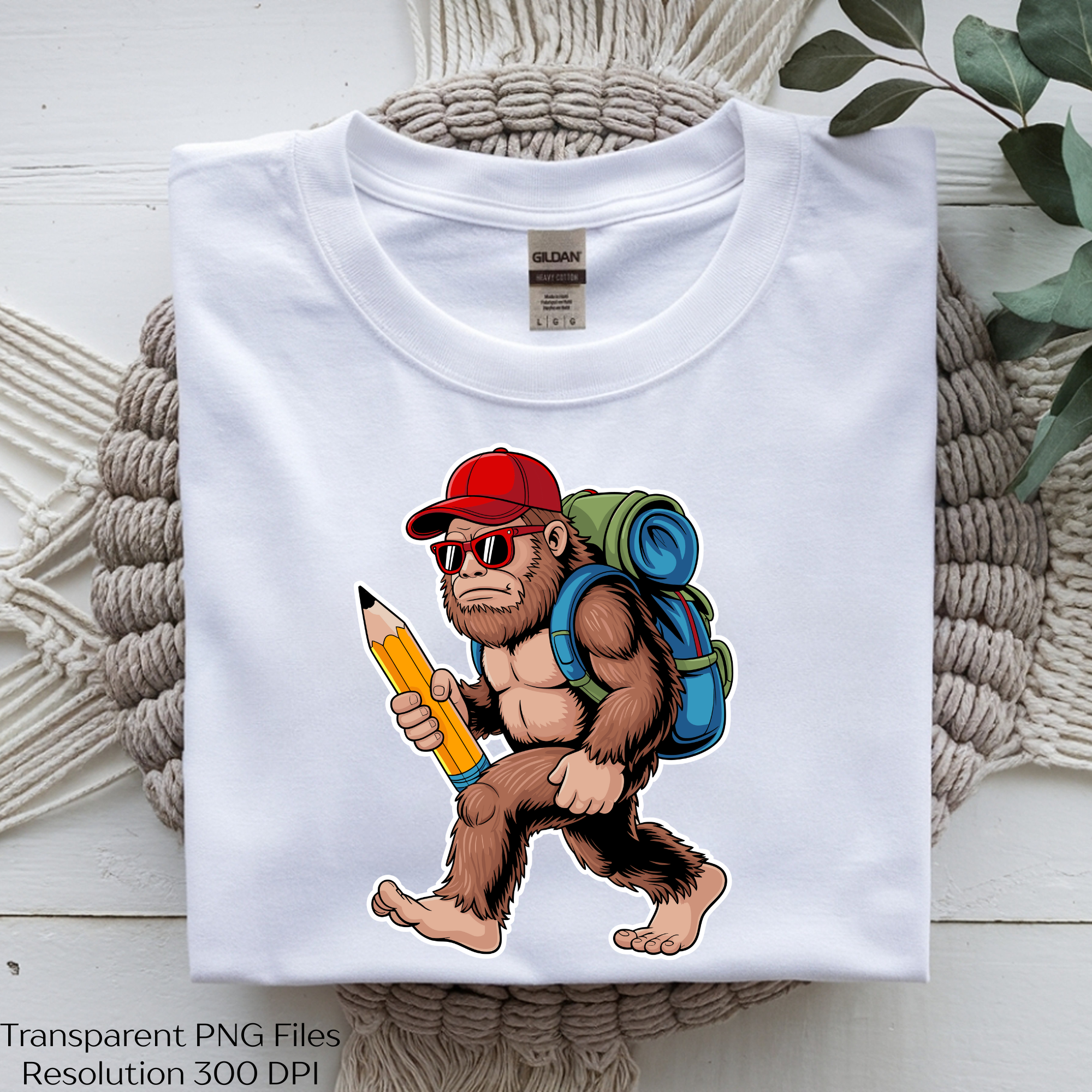 Bigfoot with Backpack and Pencil Clipart Bundle