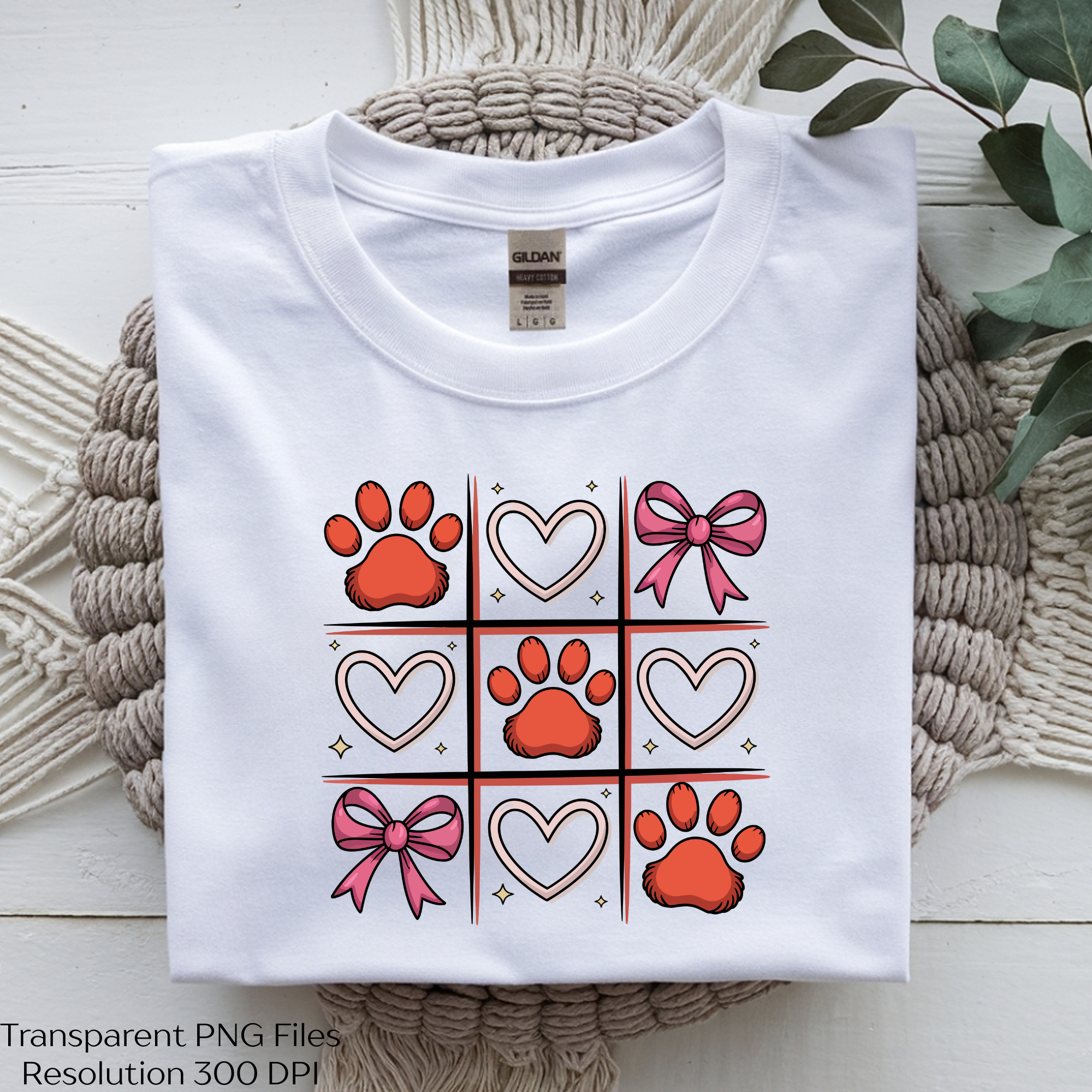 Checkered Dog Paw Love Valentine Day Clipart Bundle