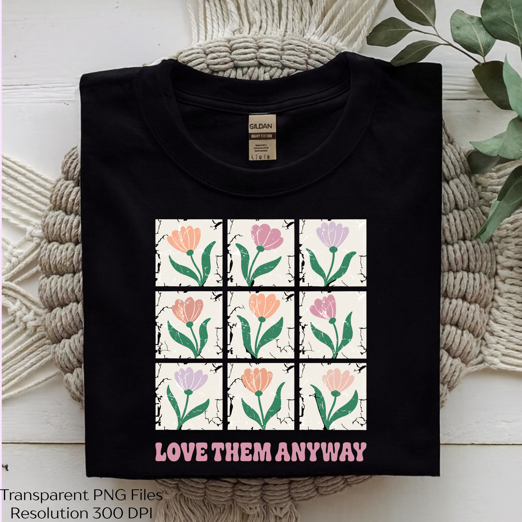 Love Them Anyway Retro Floral Clipart Bundle