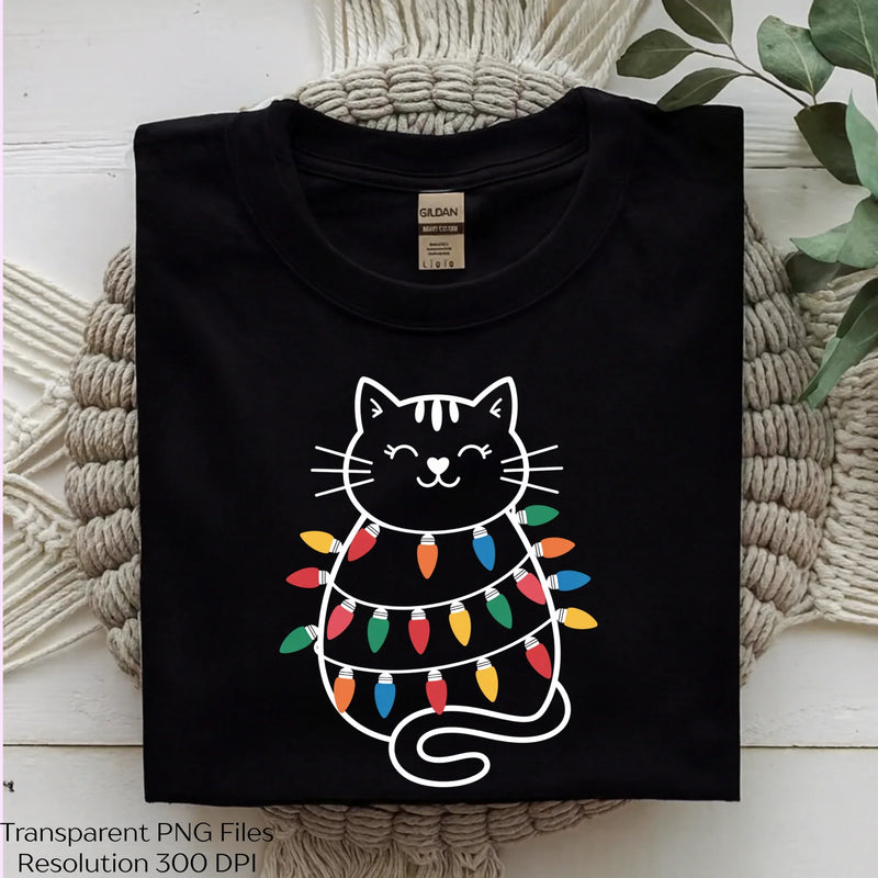 Cute Cat Christmas Lights Funny Clipart Bundle - CraftNest - Digital Crafting and Art