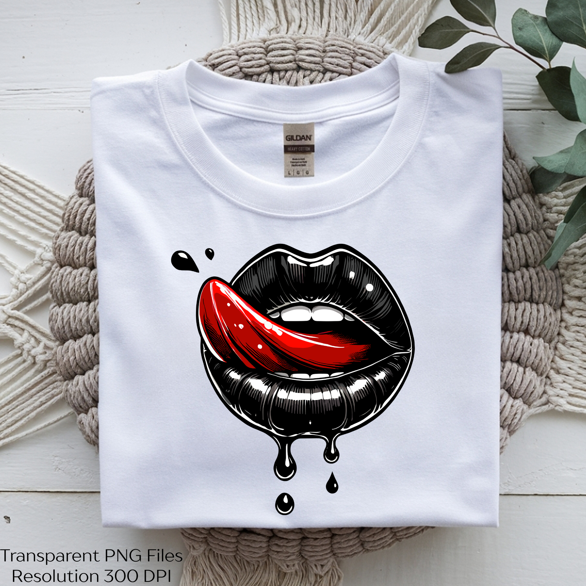 Black Lips with Red Tongue Drips Clipart Bundle - CraftNest - Digital Crafting and Art