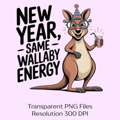 Funny New Year Wallaby Quote Party Humor Clipart Bundle - CraftNest - Digital Crafting and Art