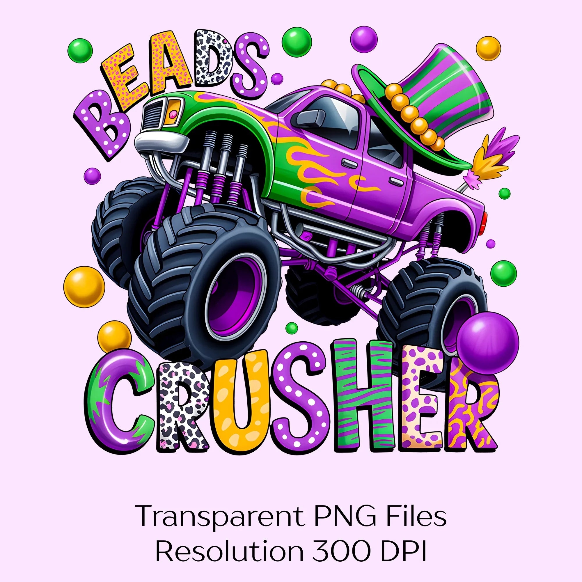 Mardi Gras Monster Truck Clipart Bundle - CraftNest - Digital Crafting and Art