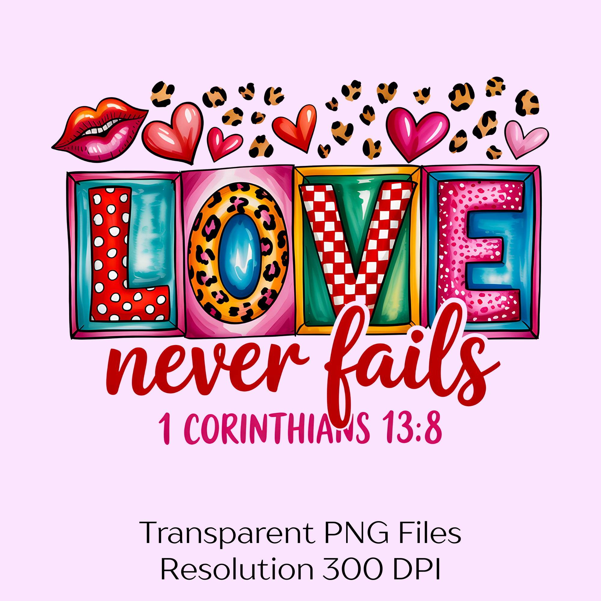 Love Never Fails Corinthians 13:8 Clipart Bundle