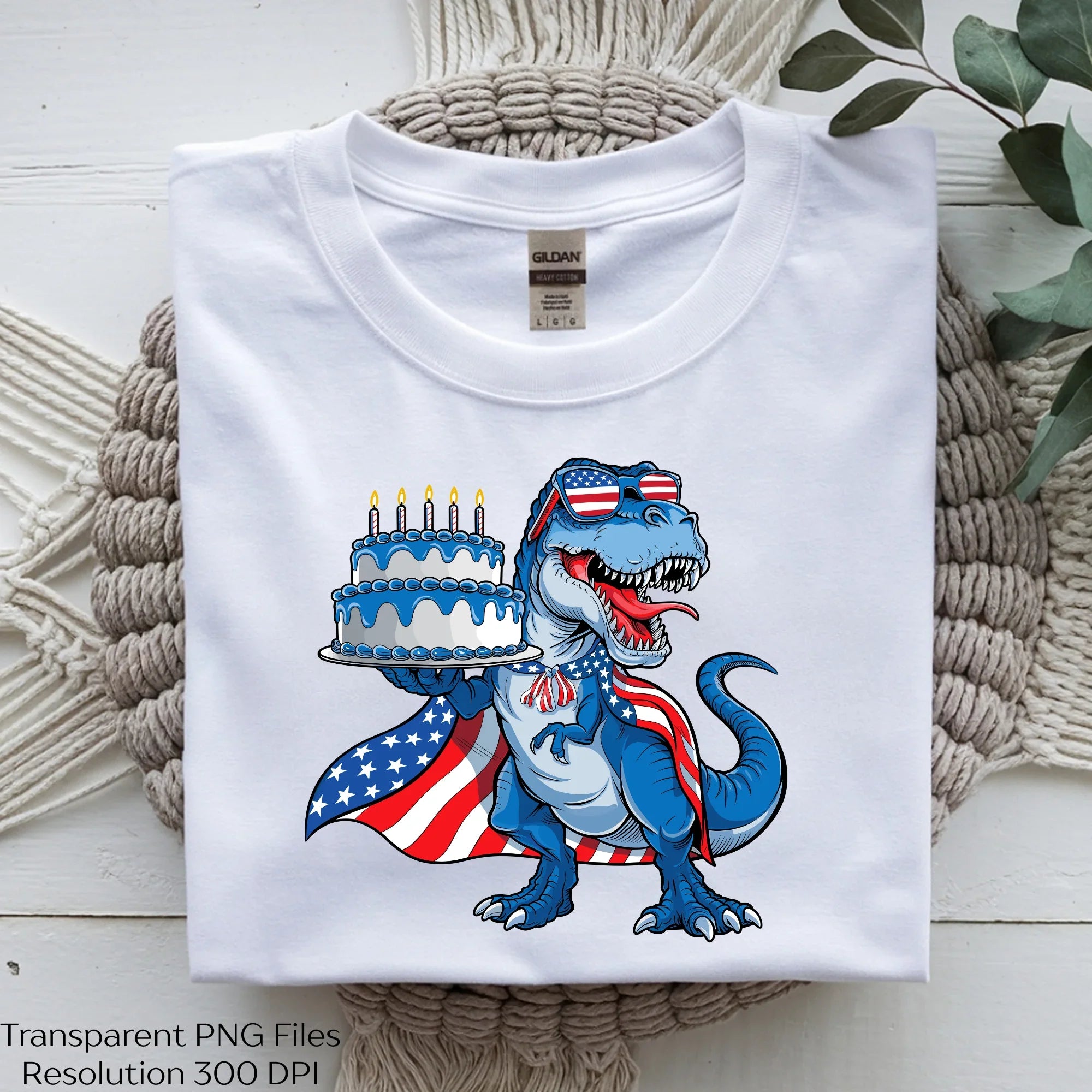 Rex Holding Birthday Cake Dinosaur USA Clipart Bundle - CraftNest - Digital Crafting and Art