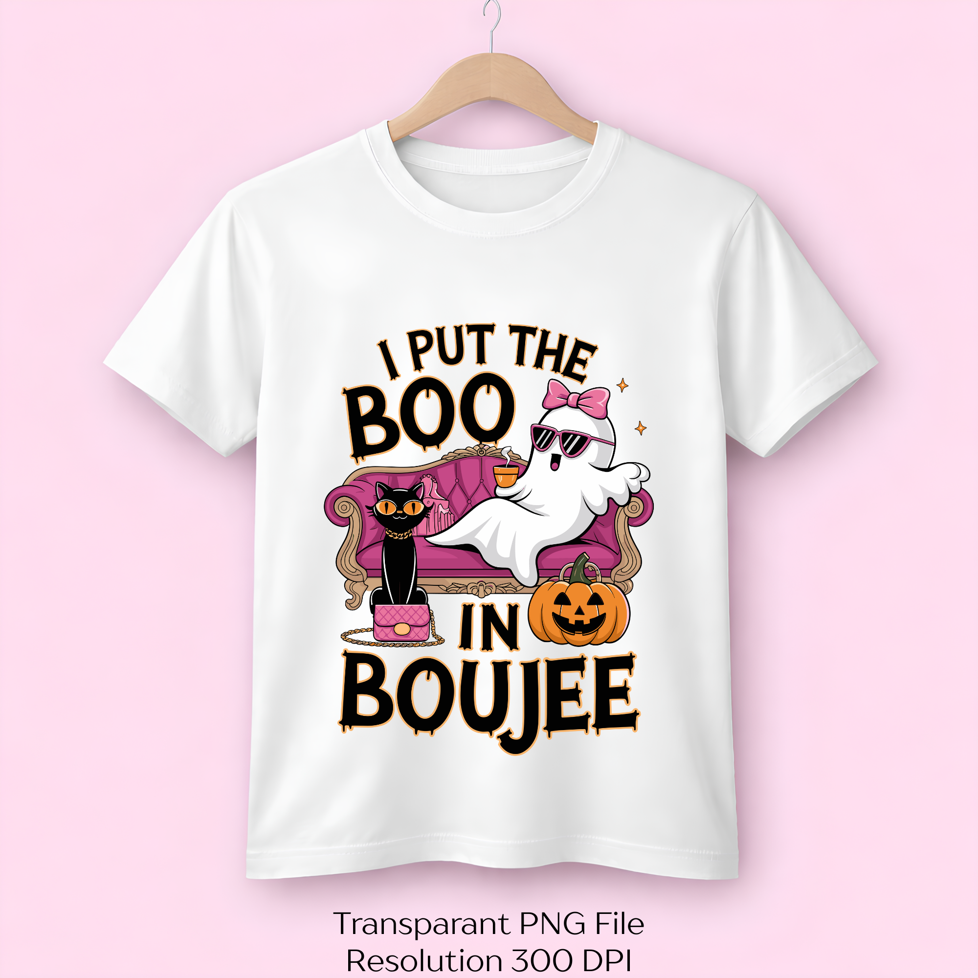 Boujee Ghost Halloween Posh Cat Vector Clipart Bundle
