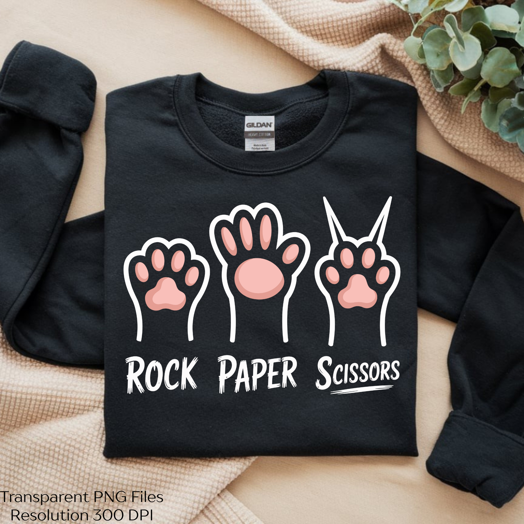 Rock Scissors Introvert Cat Clipart Bundle