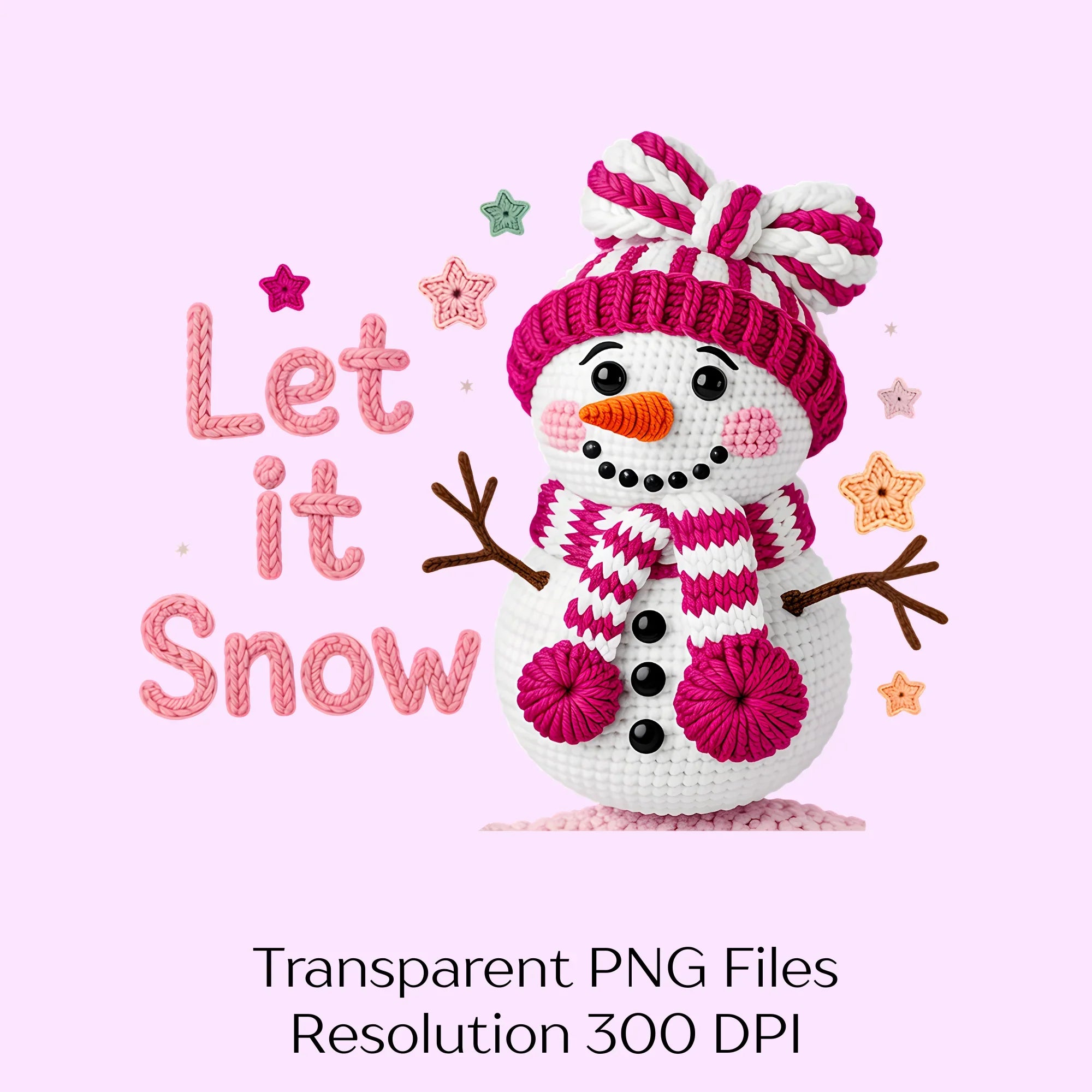 Let It Snow Faux Crochet Snowman Clipart Bundle - CraftNest - Digital Crafting and Art