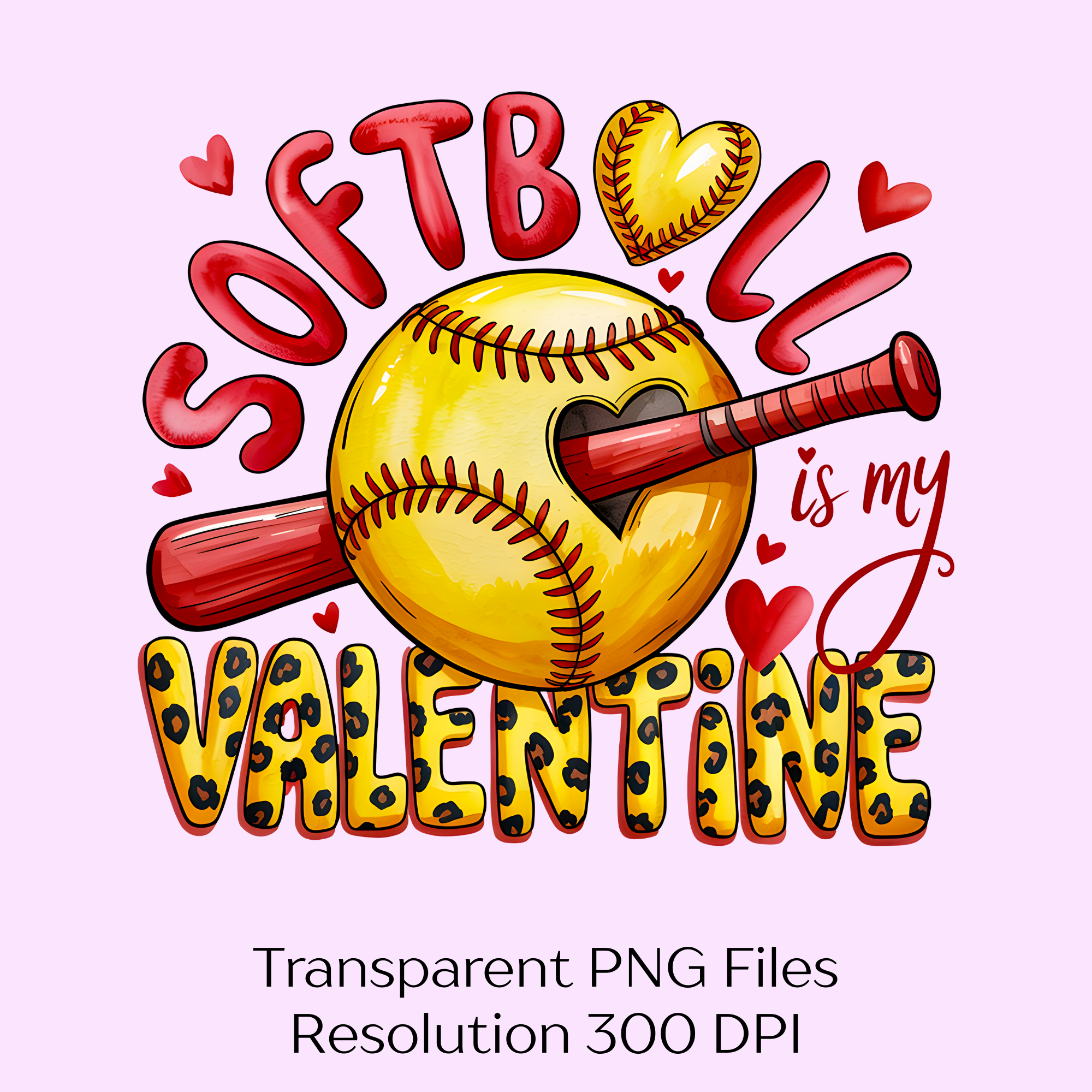 Xoxo Softball Valentine Clipart Bundle