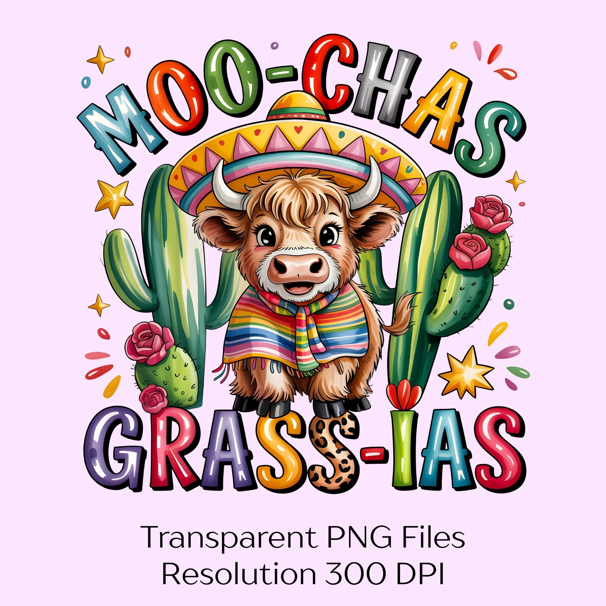 Moo Chas Grassias Cow Clipart Bundle