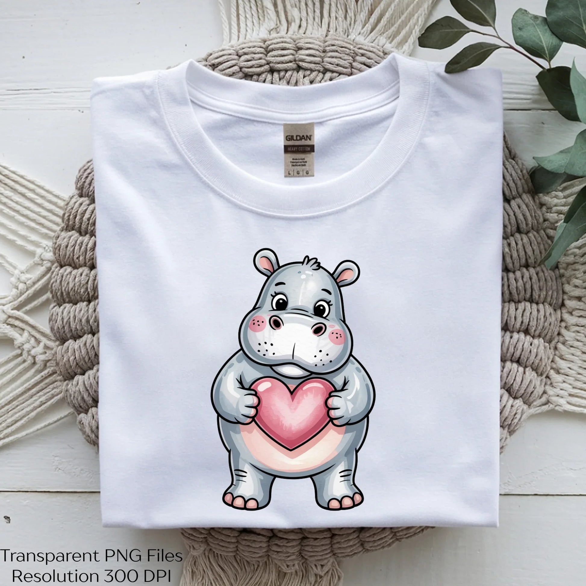 Cute Hippo Holding Heart Clipart Bundle - CraftNest - Digital Crafting and Art