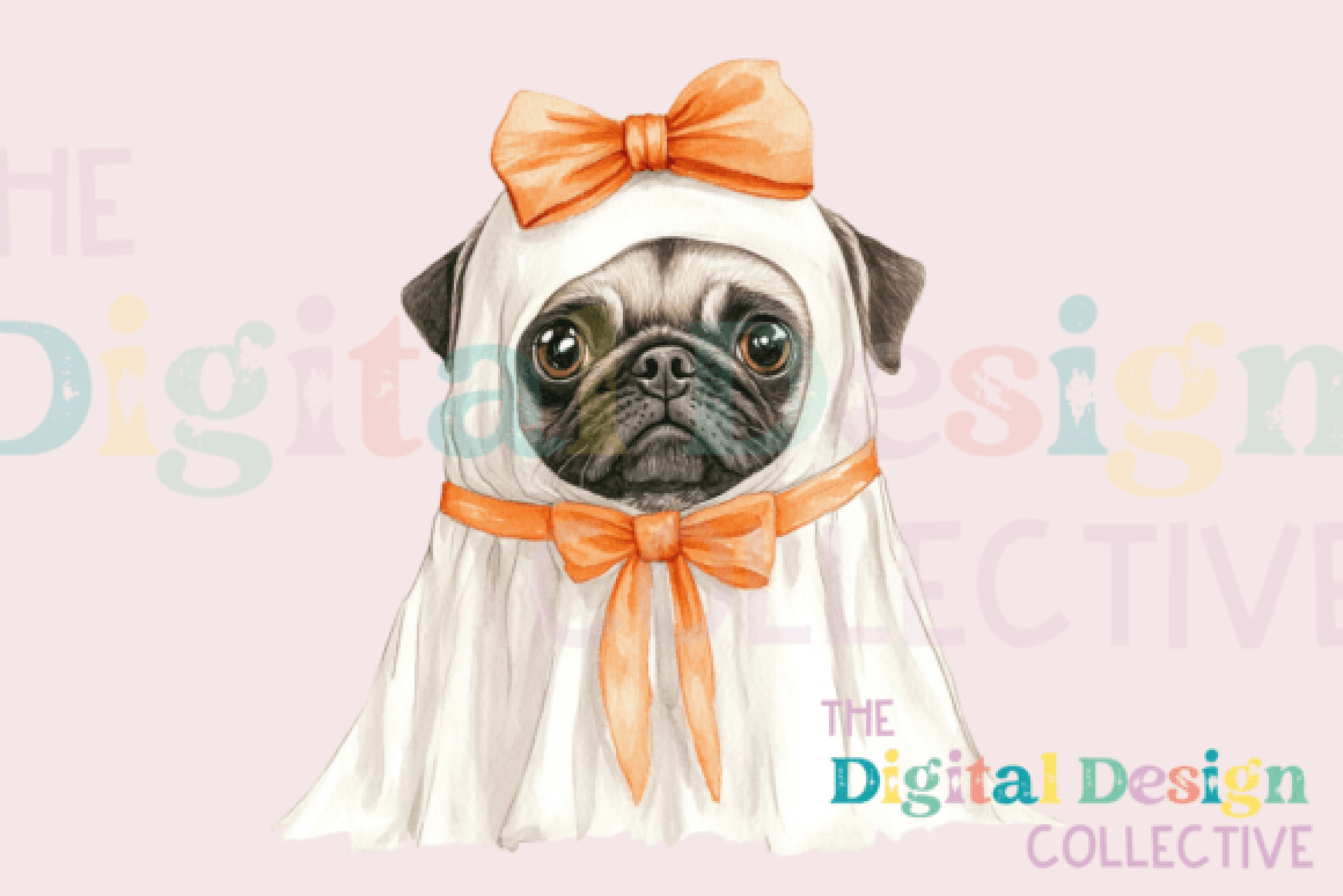 Pug Dog Ghost Halloween Clipart Bundle